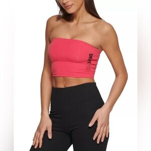 DKNY Women's Exploded Sport Outline Logo Tube Top Pink Neon medium nwt